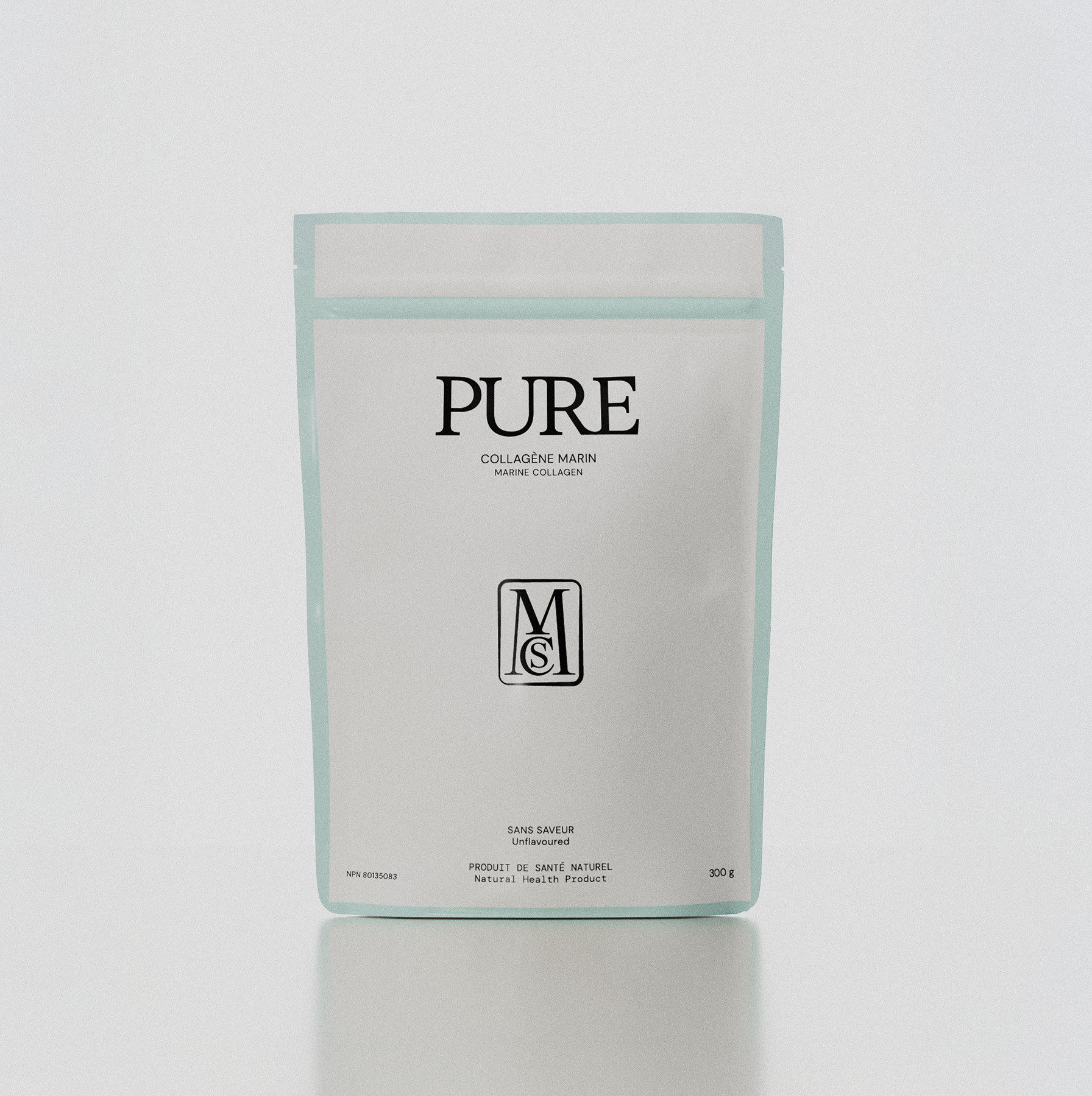 sachet pure mcs de collagène marin en poudre, complément alimentaire naturel pour peau éclatante et santé articulaire