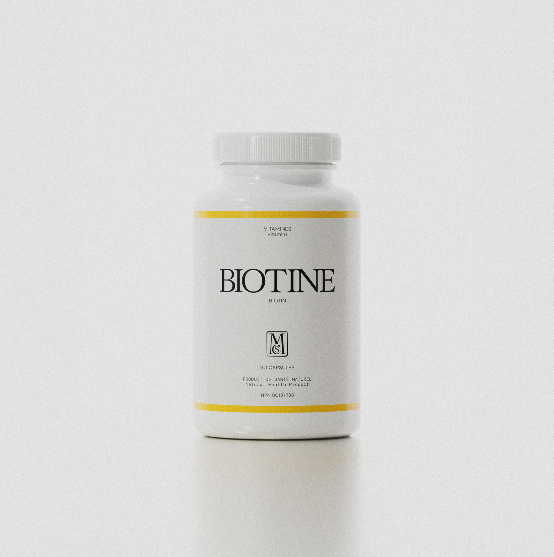 Flacon de biotine MCS, 90 capsules, complément alimentaire naturel pour cheveux, ongles et peau