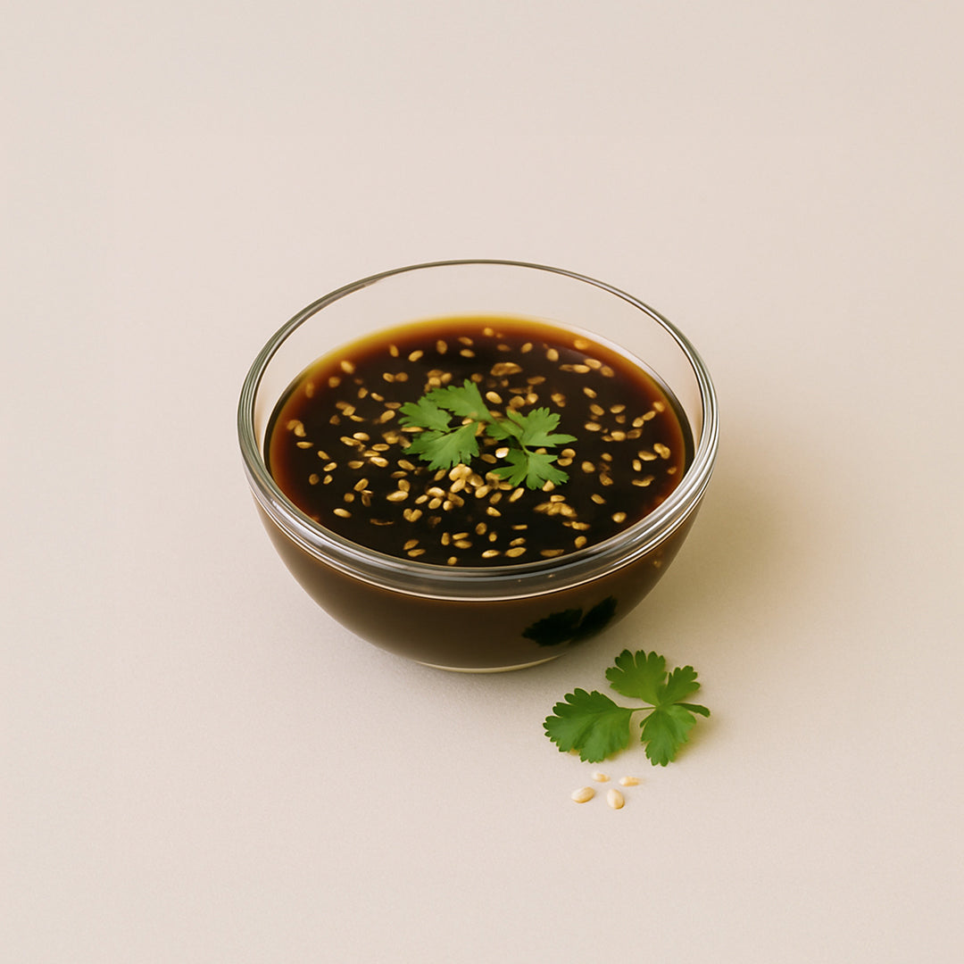 Vinaigrette soyeuse au collagène marin, sésame et gingembre. Recette de Marie-Claude Savard.