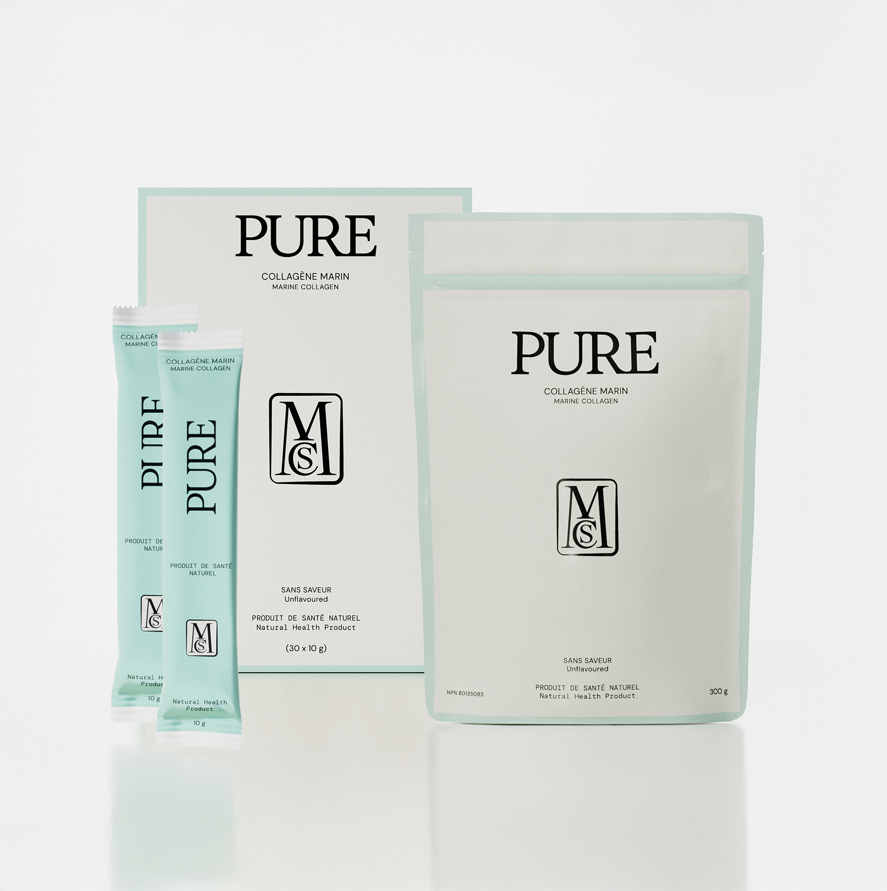 Duo collagène marin PURE - sac de 300 g + boîte de 30 sachets