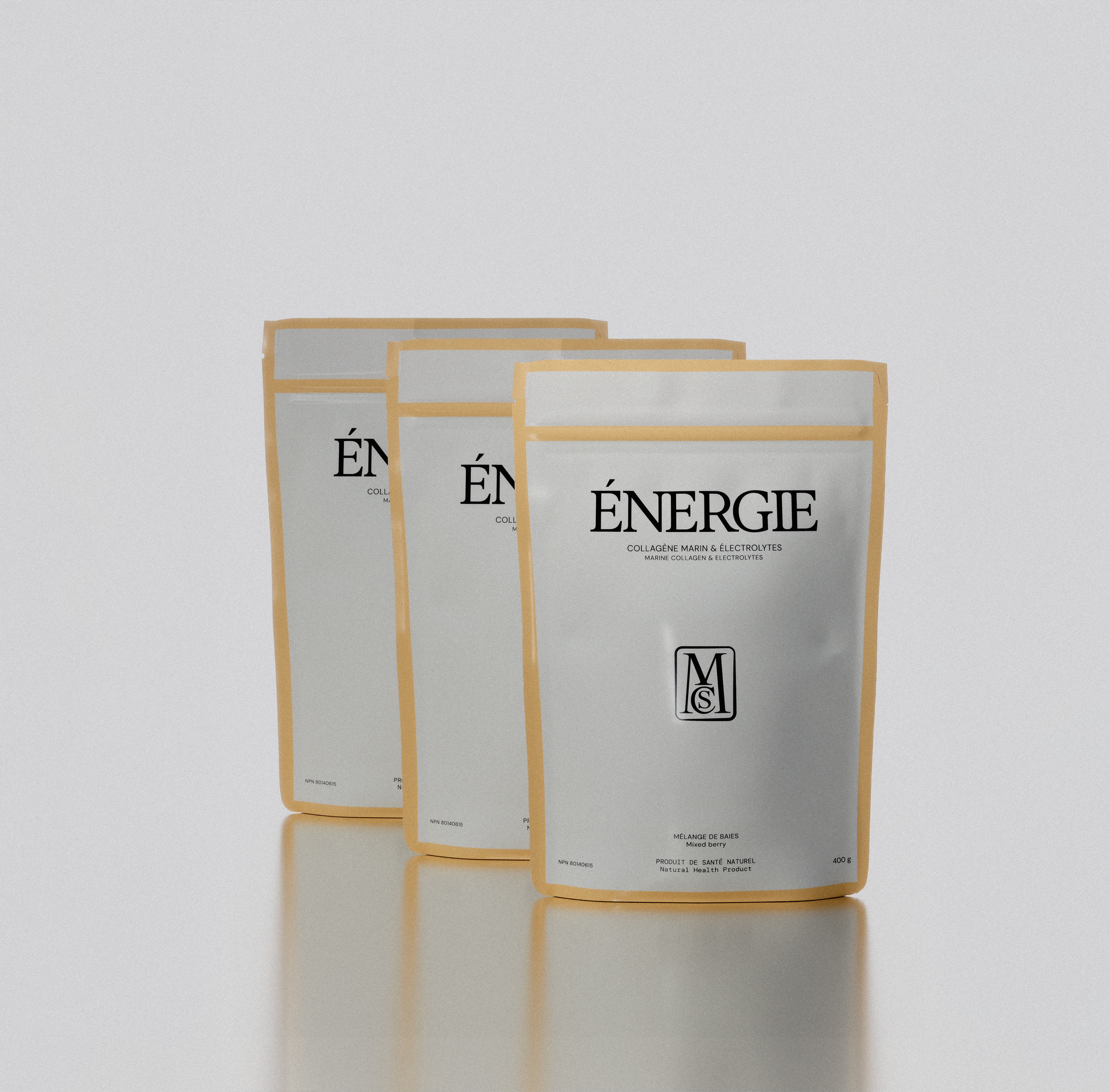 3 sacs de collagène marin et électrolytes ÉNERGIE