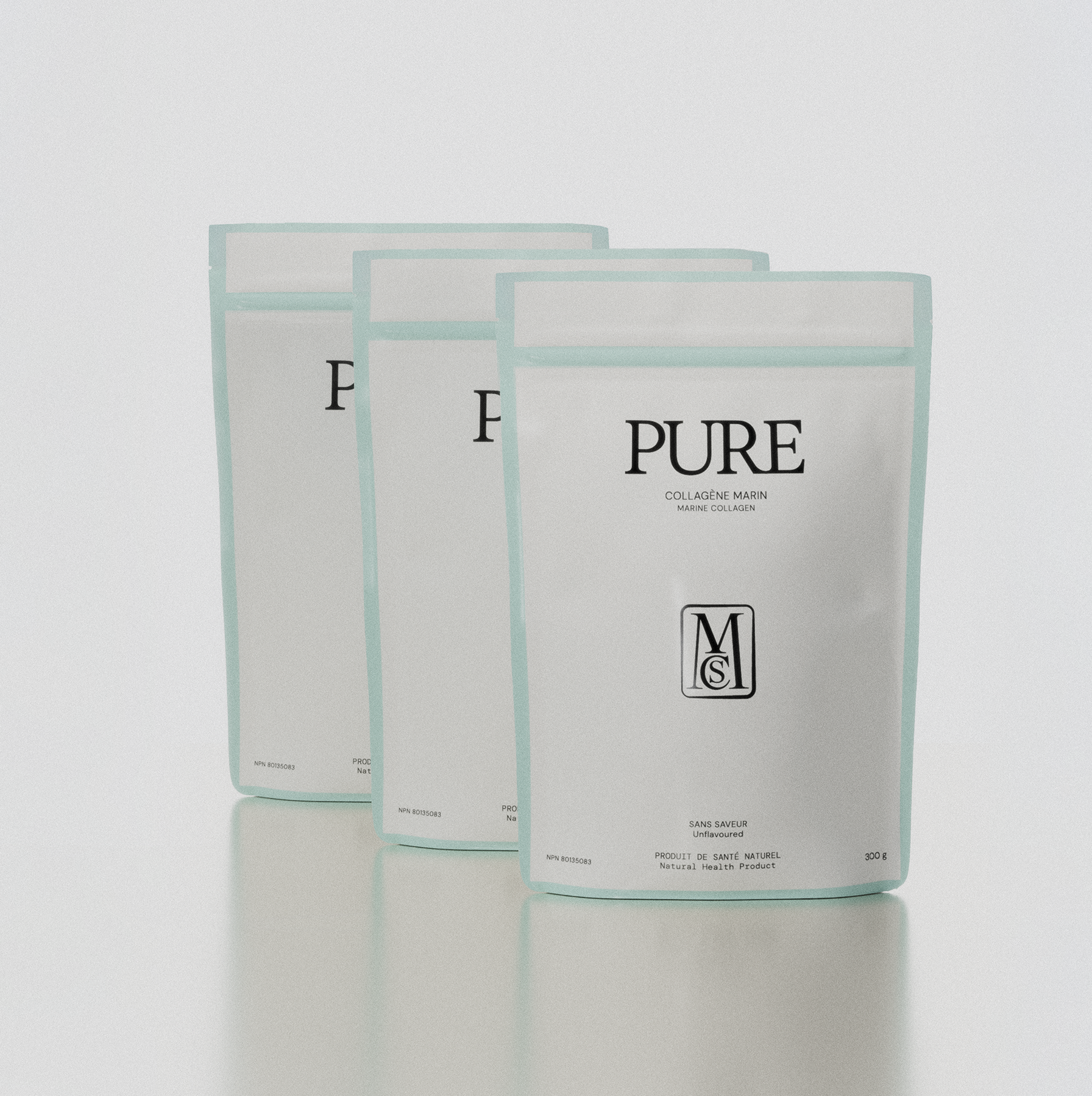 Trio de sacs de collagène marin PURE en poudre, complément alimentaire naturel